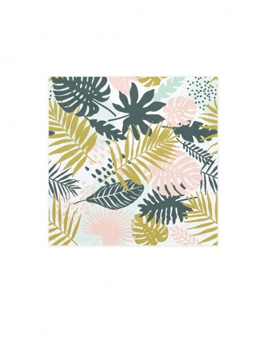 20 serviettes en papier feuilles vertes tropicales 33 x 33 cm