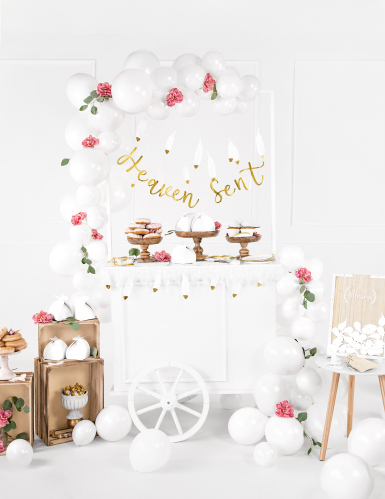 Guirlande de plumes blanches et dorées 13,5 cm x 1,6 m déco mariage