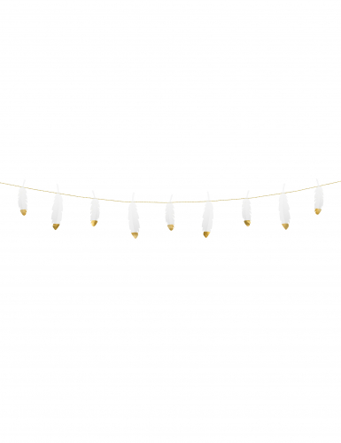 Guirlande de plumes blanches et dorées 13,5 cm x 1,6 m déco mariage