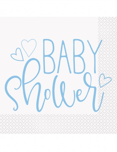 16 serviettes en papier baby shower bleues et blanches 33 x 33 cm jetables