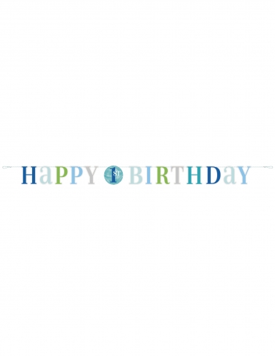 Guirlande en carton happy 1st birthday bleue 1,8 m décoration garçon