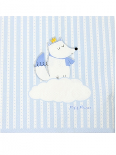 20 serviettes en papier renard blanches et bleues 33 x 33 cm petit prince