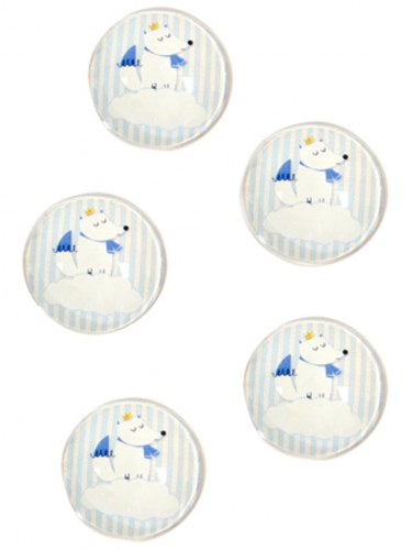 10 pastilles décoratives en verre renard bleues 2,5 cm pour baby shower
