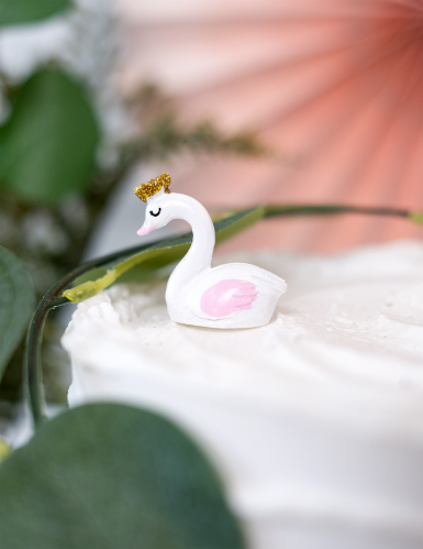 3 figurines en résine cygne rose et doré 3,8 cm pour baby shower