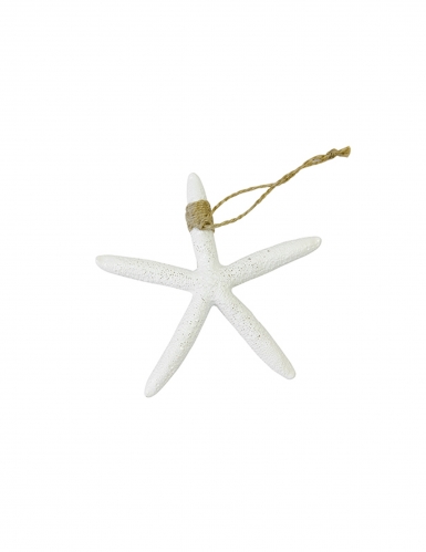 Etoile de mer en résine blanche 1,7 x 12,5 cm à suspendre