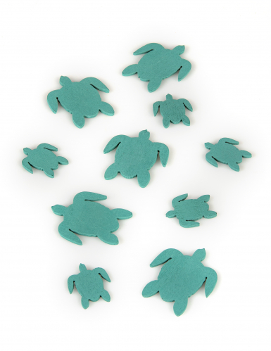 10 confettis en bois tortues de mer bleues 5,5 et 3 cm décoration marine