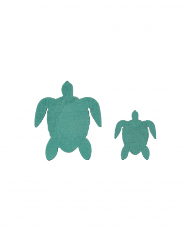 10 confettis en bois tortues de mer bleues 5,5 et 3 cm décoration marine