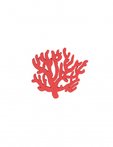 12 Confettis en bois corail rouge 4 cm thème marin