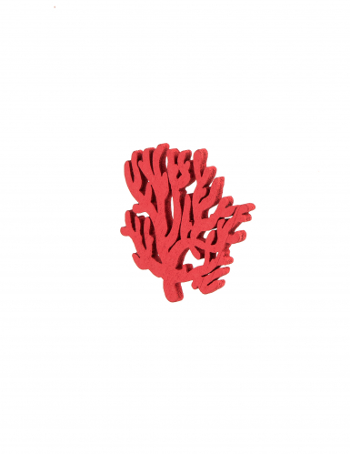 12 Confettis en bois corail rouge 4 cm thème marin