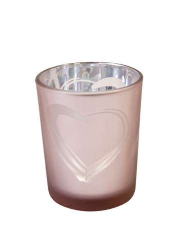 Photophore en verre cœur rose gold 6,8 x 5,8 cm décoration mariage