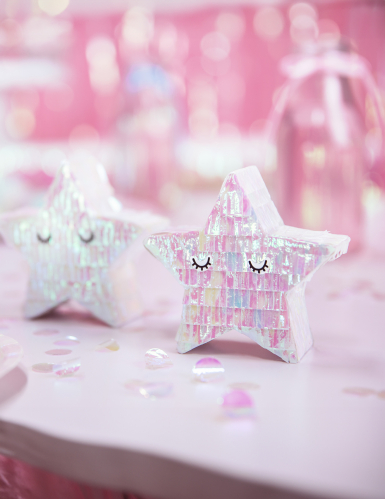 Mini piñata étoile iridescente 10,5 cm pour décoration