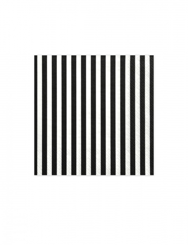 20 serviettes en papier rayées noires et blanches 33 x 33 cm pour fête