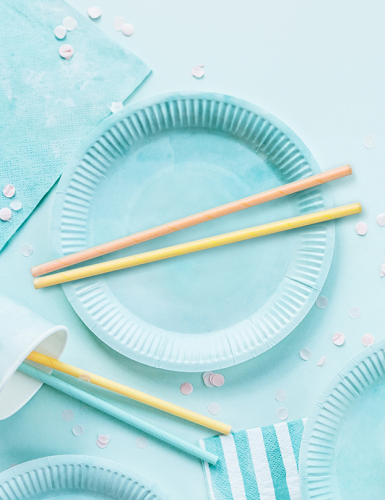 10 pailles en carton couleurs pastel 19,5 cm pour anniversaire