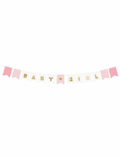 Guirlande en carton baby girl rose et métallisée 15 x 175 cm pour baby shower