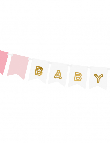 Guirlande en carton baby girl rose et métallisée 15 x 175 cm pour baby shower