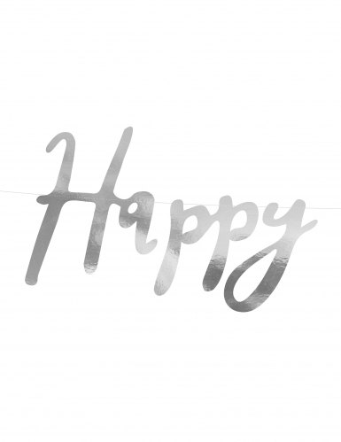 Guirlande en carton happy birthday argentée métallisée 16,5 x 62 cm déco fête