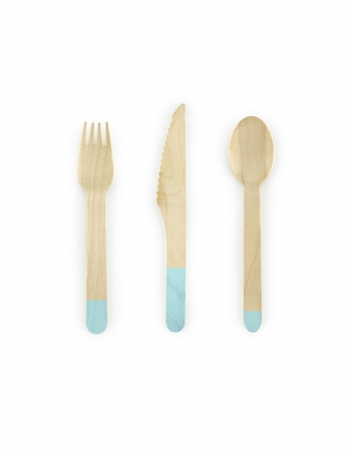 18 couverts en bois menthe 16 cm assortis