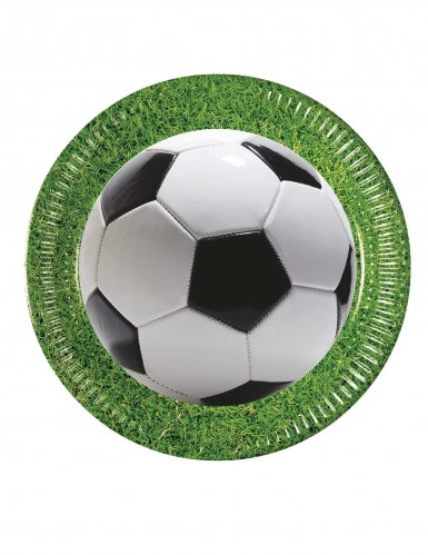 8 assiettes en carton football party 23 cm ballon de foot