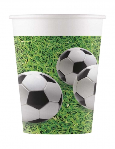 8 gobelets en carton football party 200 ml avec ballons