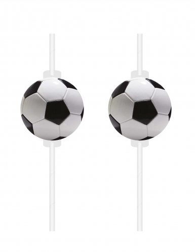 4 pailles en carton football party avec ballon