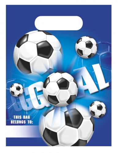 6 sacs de fête en plastique football goal anniversaire
