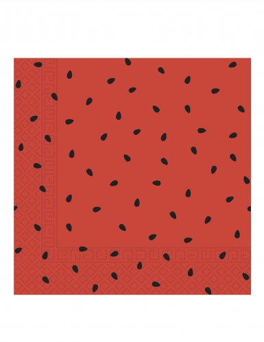 20 serviettes en papier pastèque party 33 x 33 cm rouges à pépins
