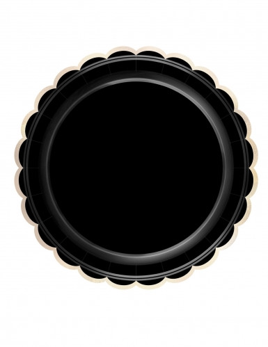 8 assiettes festonnées en carton noires et dorées 23 cm chic