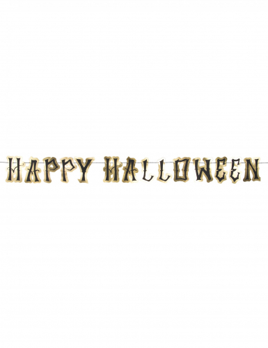 Guirlande en carton happy Halloween noire et or 2 m avec lettres