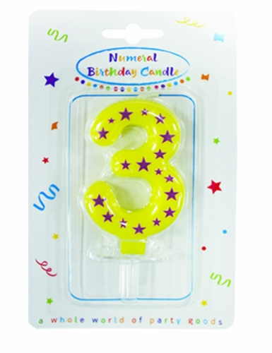 Bougie chiffre étoiles 6,3 x 4 cm pour gâteau d'anniversaire