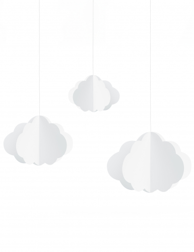 3 nuages en carton à suspendre blancs pour décoration