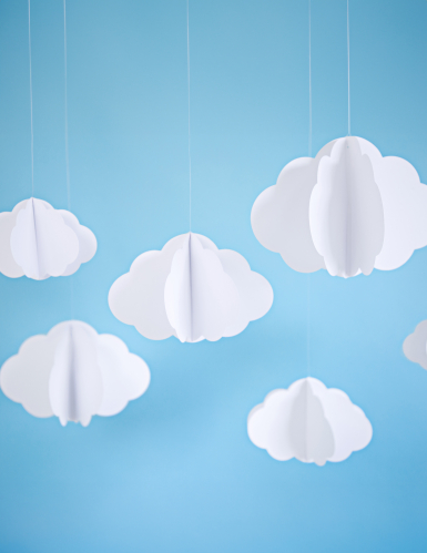 3 nuages en carton à suspendre blancs pour décoration
