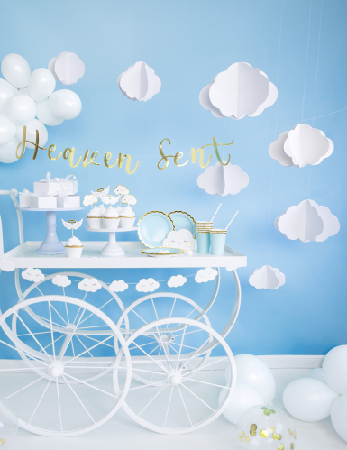 3 nuages en carton à suspendre blancs pour décoration