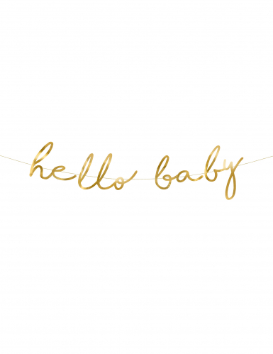 Guirlande en carton hello baby dorée métallisée 18 x 70 cm pour baby shower