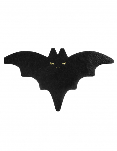 20 serviettes en papier chauve souris noires et dorées 16 x 9 cm pour halloween