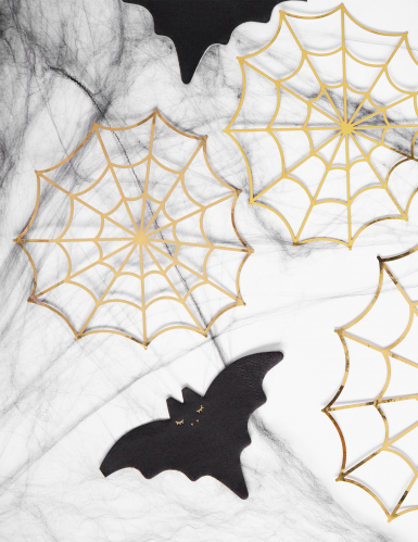 20 serviettes en papier chauve souris noires et dorées 16 x 9 cm pour halloween