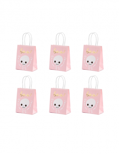 6 sacs à bonbons boo roses et blancs halloween