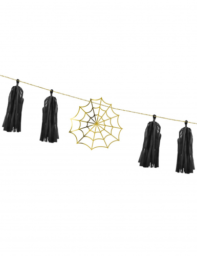 Guirlande en papier tassel toile d'araignée dorée 1,75 m à monter