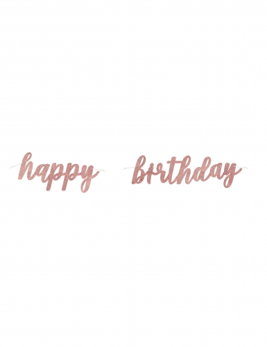 Guirlande en carton happy birthday rose gold pailletée 84 cm pour anniversaire