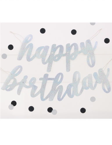 Guirlande en carton happy birthday argenté pailleté 84 cm anniversaire