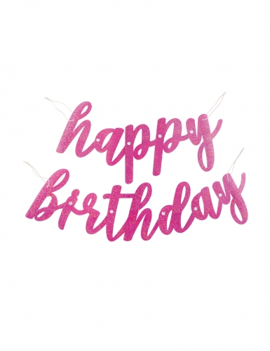 Guirlande en carton happy birthday rose pailleté 84 cm déco anniversaire