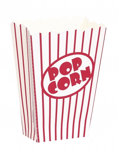8 petites boîtes à popcorn rayées blanches et rouges 9 cm en carton