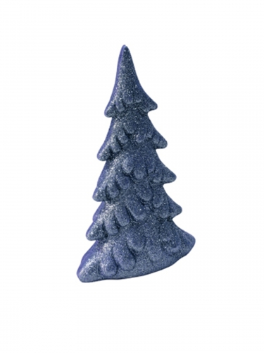 Petit sapin en résine pailleté bleu marine 13 cm