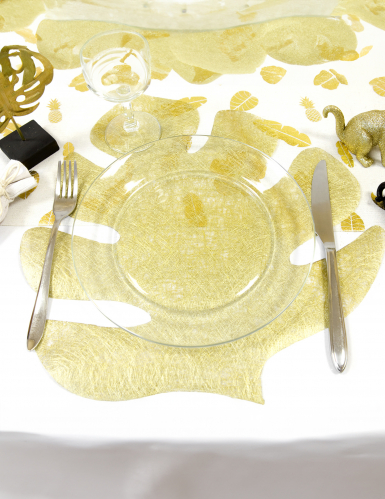 4 sets de table intissés feuille tropicale dorés 40 x 35 cm pour fête