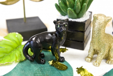 Panthère en résine noire 6 cm déco thème jungle