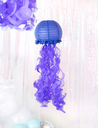 3 lanternes en papier méduses rêves de sirène 24 cm bleu violet vert