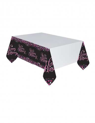 Nappe en plastique célébration pétillante rose 120 x 180 cm happy birthday