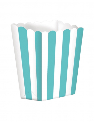5 boites à popcorn en carton rayées menthe et blanc 9 x 13 cm pour fête