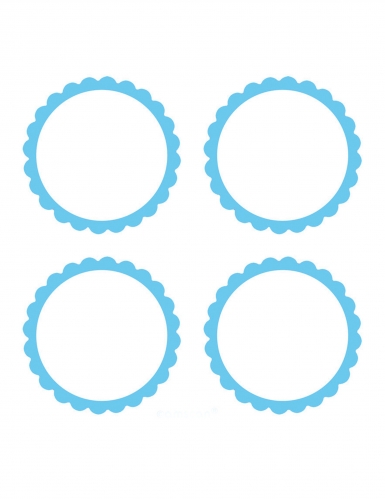 20 étiquettes bleu ciel à candy bar 5 cm à bords festonnés