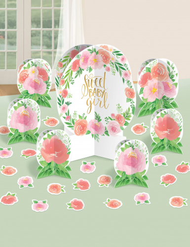 27 accessoires de décoration de table sweet baby girl fleurie et vintage