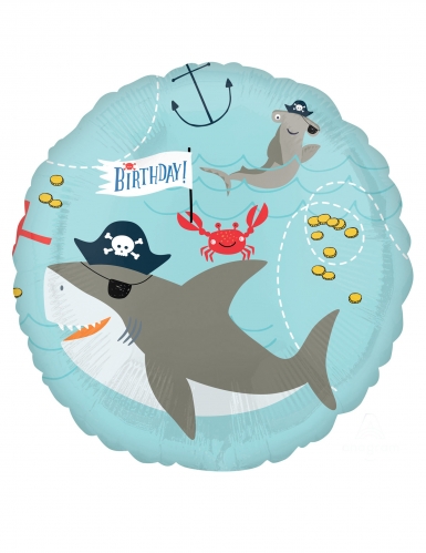 Ballon aluminium anniversaire à l'abordage ! 43 cm pirate requins